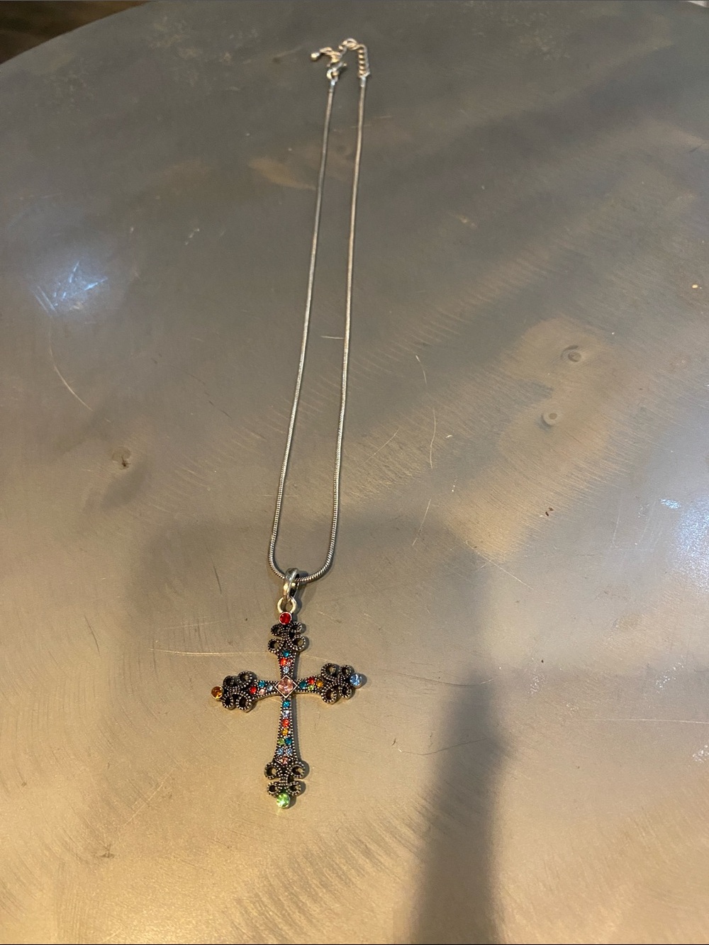 Multicolor Crystal Cross Pendant Necklace - Women Jewelry